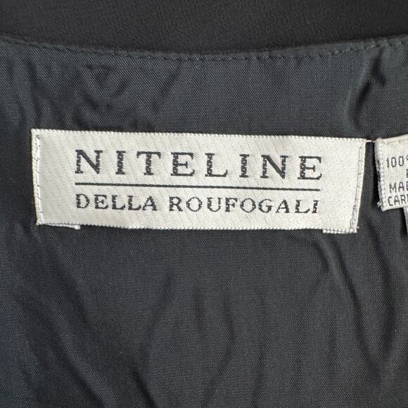 Vintage NITELINE DELLA ROUFOGALI Top Womens 4 Black Tank Chiffon Overlay Dressy - Picture 10 of 11